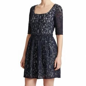 Carven Blue Lace Pattern Mini Dress, S/US4/FR36
